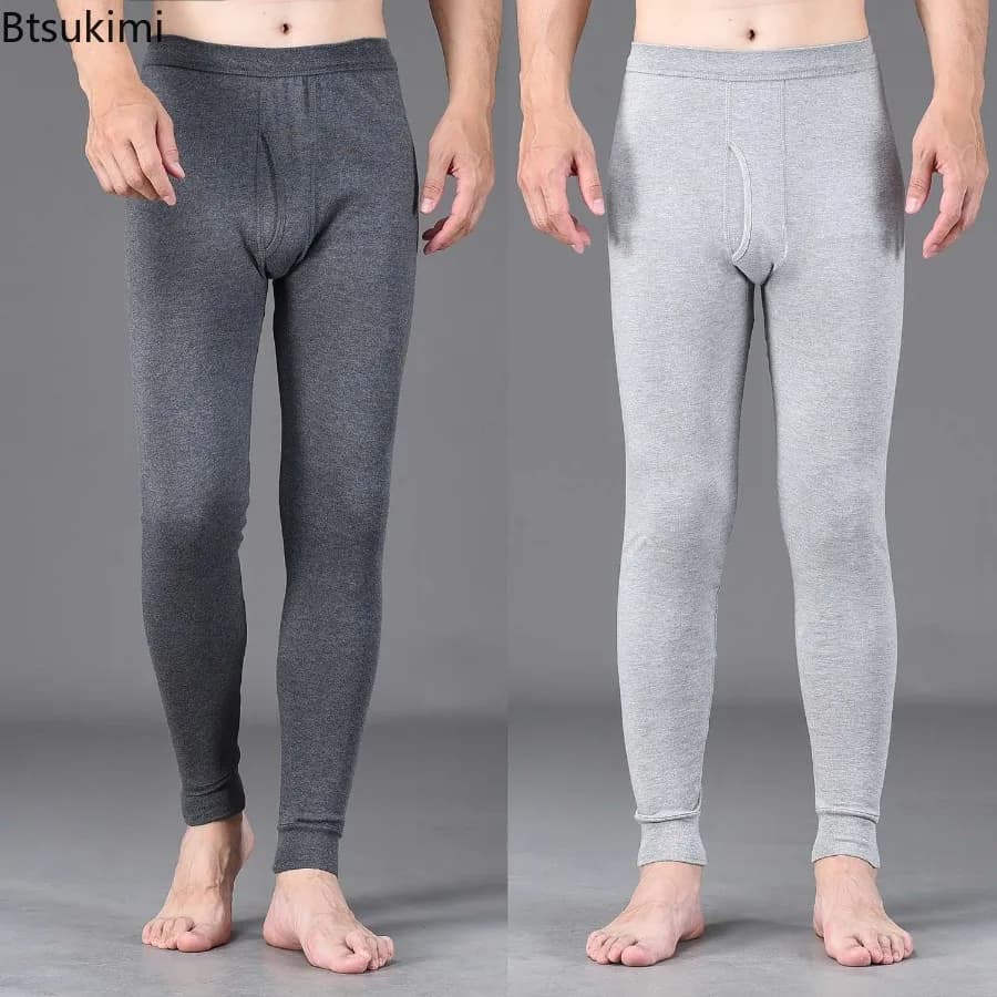 Pantaloni intimi termici da uomo in puro cotone 100% Pantaloni morbidi e confortevoli in tinta unita da uomo Biancheria intima calda Legging Mutande lunghe invernali