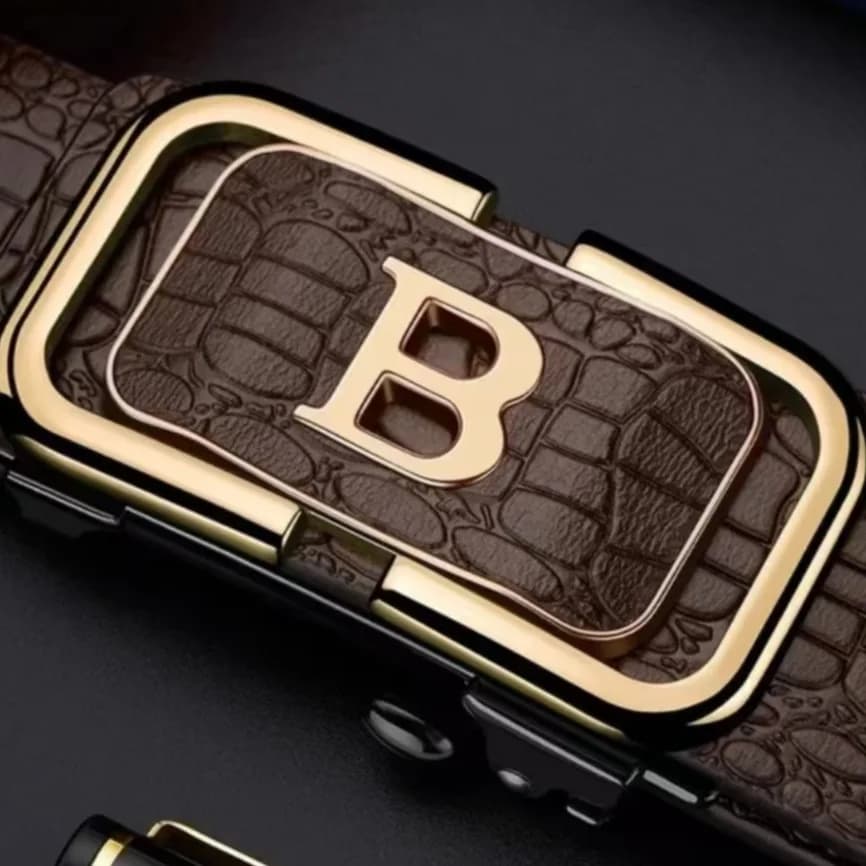 Cintura da uomo Cintura di tipo B Cintura interna senza denti Cintura con fibbia automatica PU Stile da uomo Business semplice