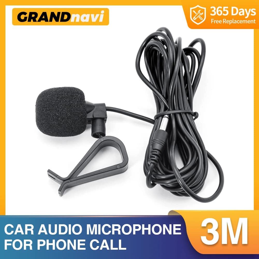 GRANDnavi Autoradio Lettore dvd per auto Microfono per telefono cellulare Parlare 3M Clip-on Microfono da bavero Microp cablato per telefono PC portatile