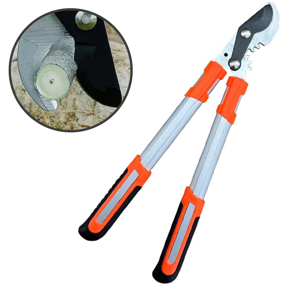 49cm Orange Bypass Pruning Shears Gear Operated SK5 Steel Long Reach Garden Scissors For Thick Branch Tree Cutting Tool