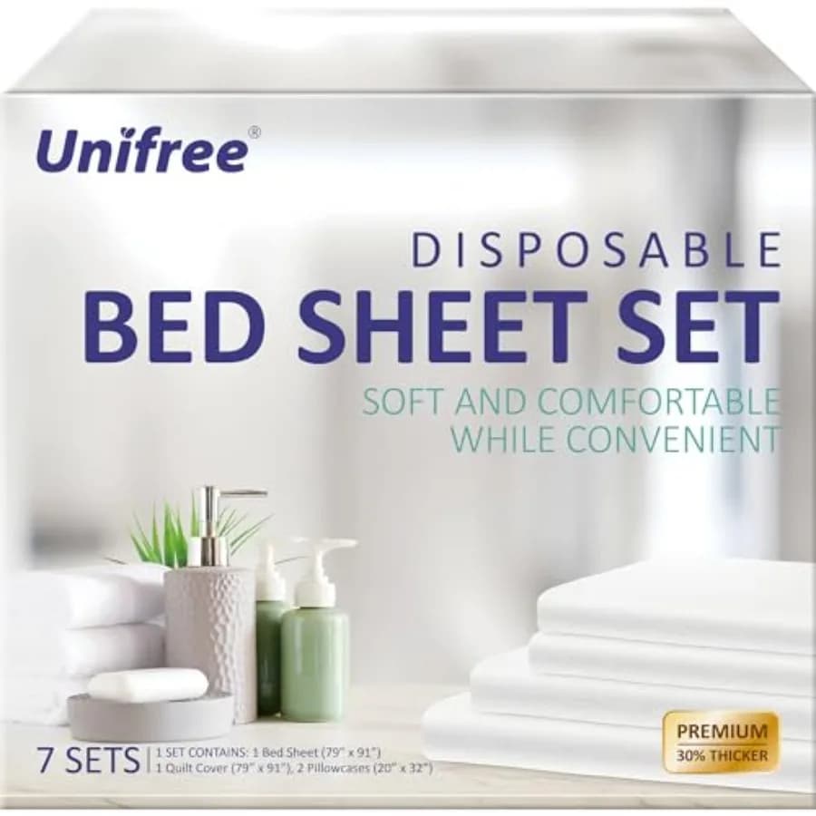 7 Sets Disposable Bed Sheets Travel Sheets for HotelPortable Bedding Cover Bedspread Disposable Bedding Set 79" *91"