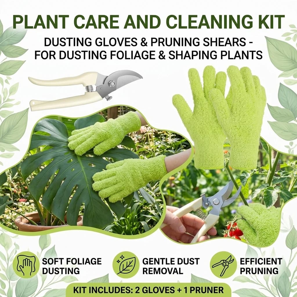 1 Pair Plant Dusting Gloves Pruning Shears Gardening Gloves Set With Pruning Shears For Plant Dusting And Cleaning Pruning Tools