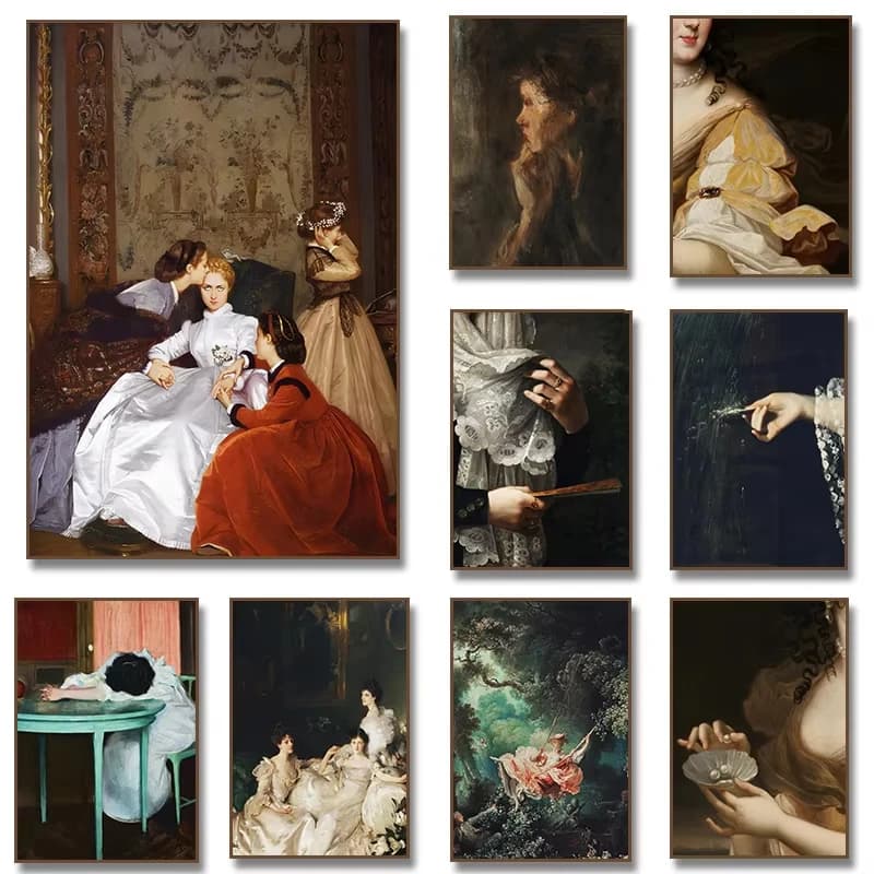 5D DIY Diamond Painting Kit Victorian Hesitant Fiancee Baroque Art Full Drill Rhinestone Mosaic Wall Decor Craft Kit Home Gift