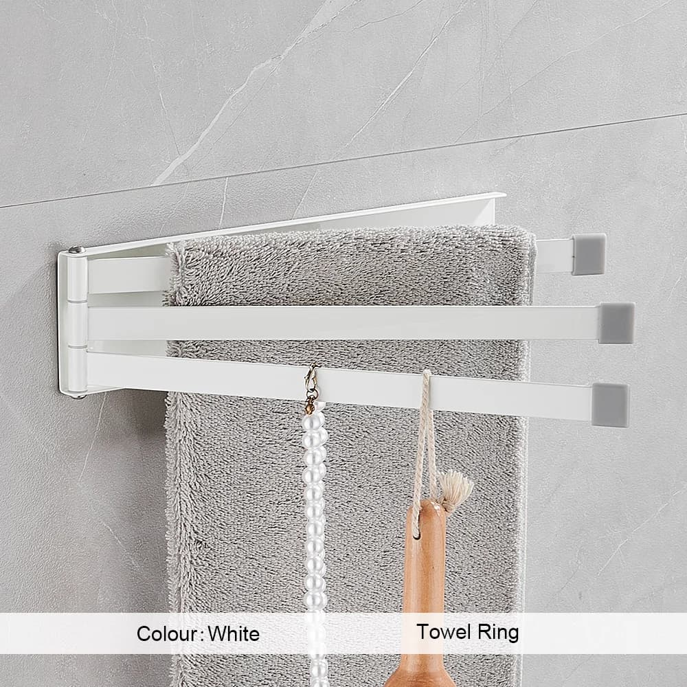 Portasciugamani Girevole Senza Foratura, Asta Multipla Regolabile, Portasciugamani a Sospensione per Bagno, Scaffale Contenitore Domestico