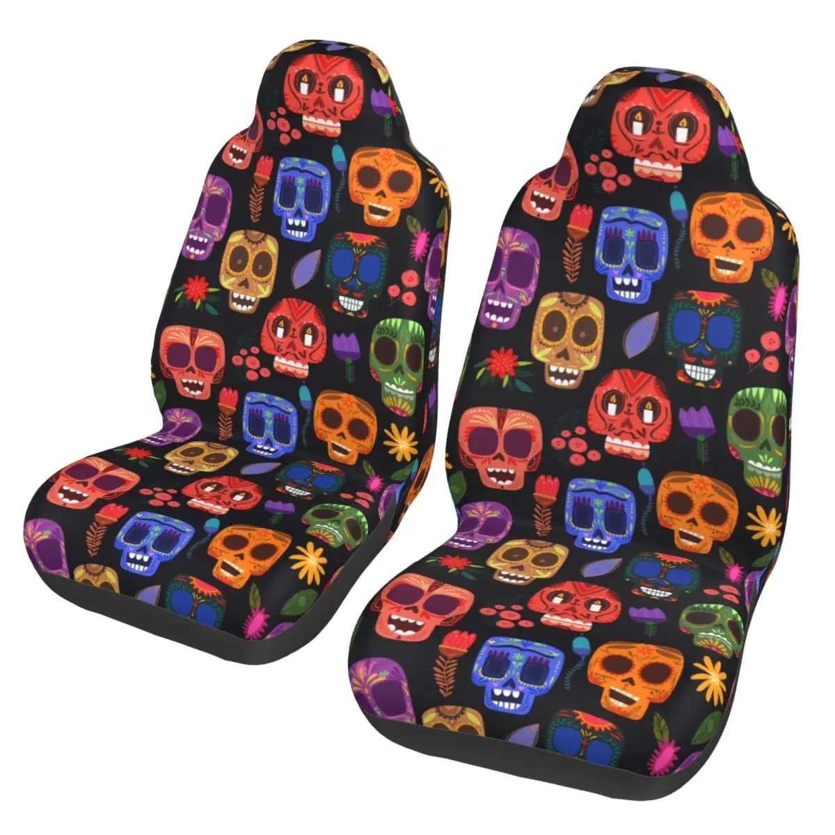 Universal Car Seat Cover Mexico Death Day, Waterproof, Fiber, For Women