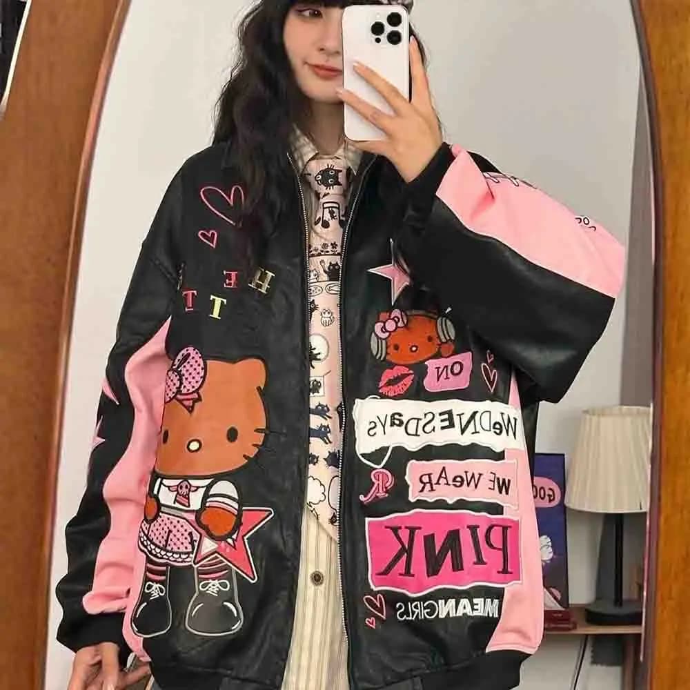 Sanrio Hello Kitty Women's Cartoon Anime Jacket Cute Winter New Y2K Printed Loose Casual Fashion Jacket Couple Top Gift 2025