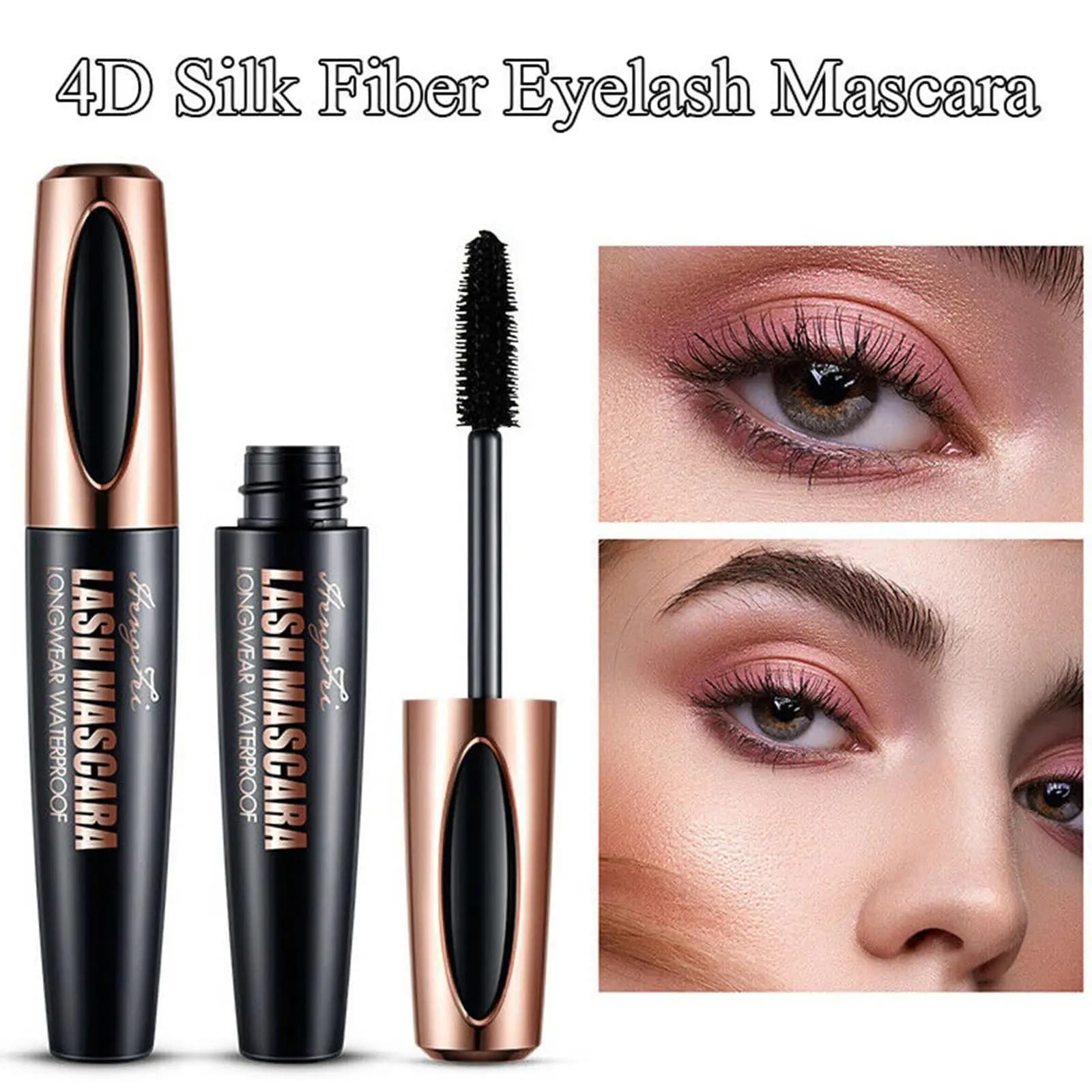 1 piece Silk Fiber Eyelashes Waterproof Mascara for Eyelash Extension Thick Black Cosmetic Makeup