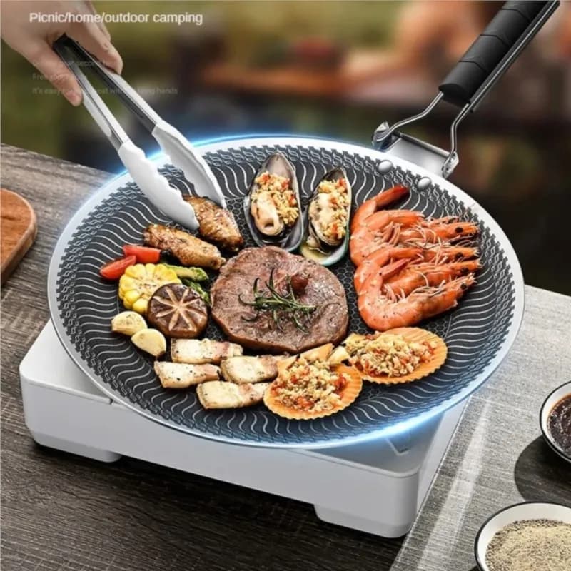 316 Stainless Steel Barbeque Plate For Outdoor Barbecue Pot For Home Use Korean Iron Plate Cooking Induction Cooking Pan