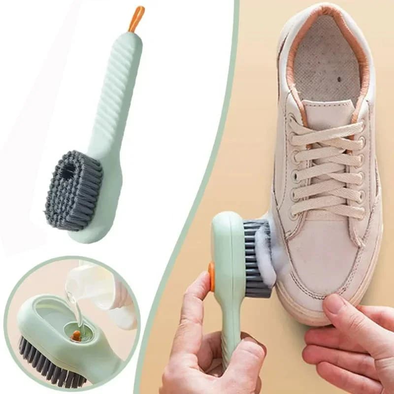 1pc spazzola per scarpe per pulizia multifunzione spazzola per scarpe liquida automatica morbida manico lungo spazzola per sapone per vestiti con gancio strumento pulito