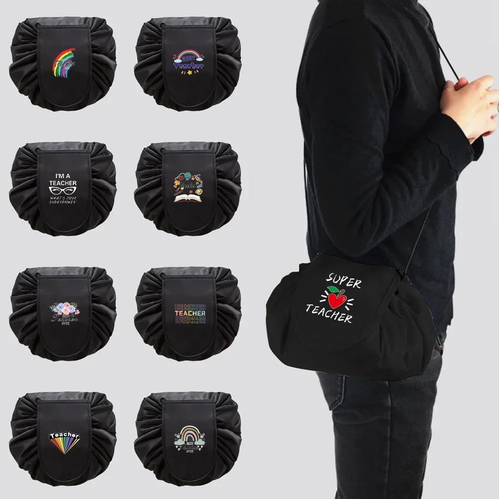 Borsa Organizer Cosmetica con Stampa Insegnante, Pochette Porta Trucchi per Rossetti, Ombretti e Pennelli, Organizzazione Bagno e Casa, Regalo