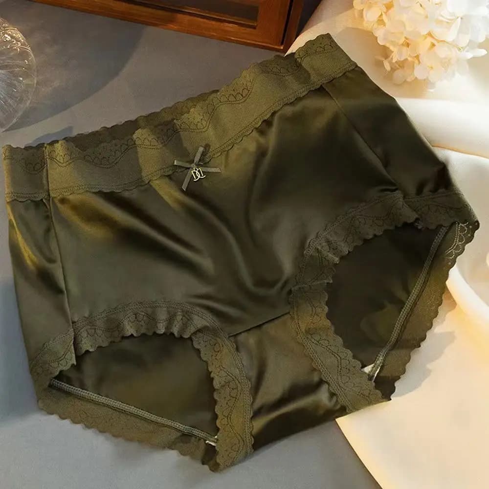 Comfortable Traceless Soild Color Underpants Middle Waist Fashion Lace Lingerie Ice Silk Panties Lady Briefs Women Underwear