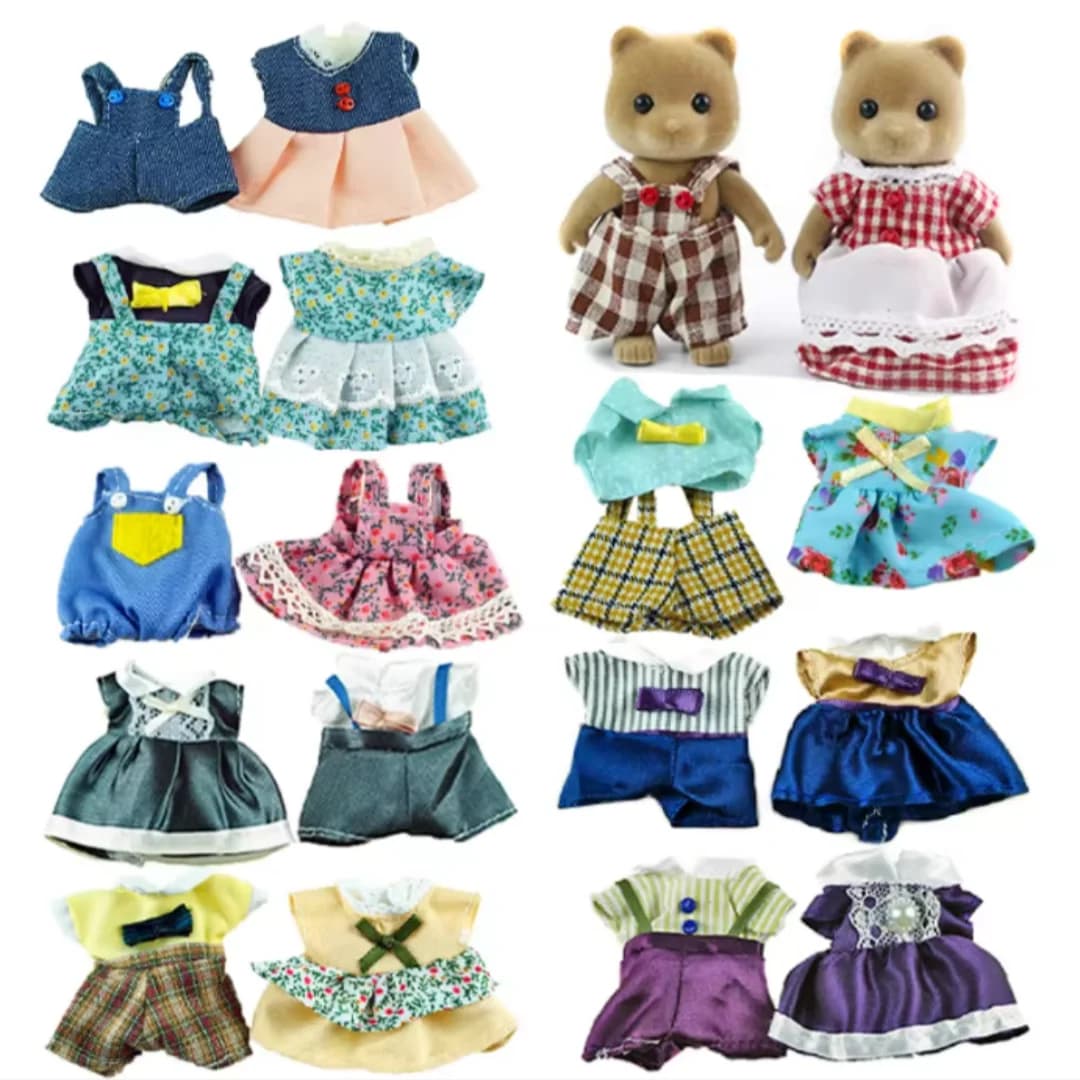 Abito Accessori per casa delle bambole 1:12 Animali della foresta Abiti per la famiglia Moda Abbigliamento quotidiano Abiti casual Gilet Camicia Gonna Pantaloni per bambola
