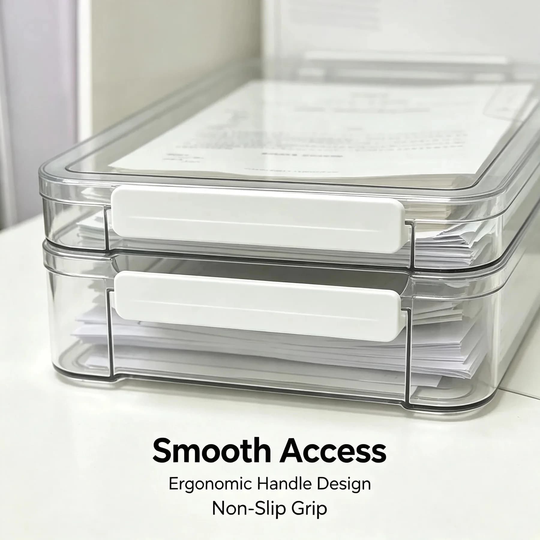 Transparent A4 Document Organizer Box, Plastic File Storage Case With, Lid Test Paper Folder Household, Office Desktop Supplies