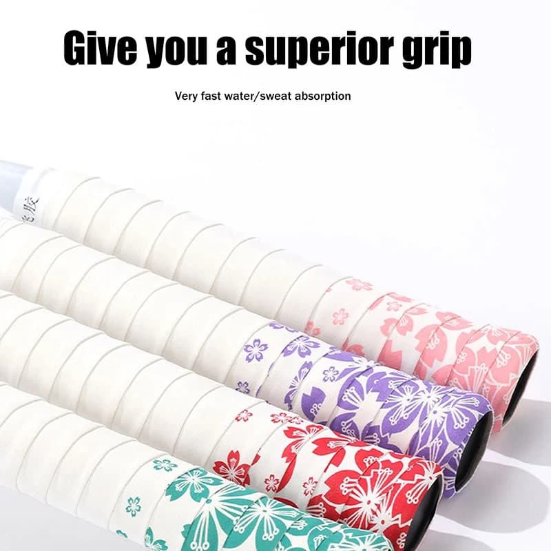 1PC Sakura Stampa Nastro adesivo per tennis e badminton Assorbente del sudore Ammortizzante antiscivolo Resistente all'usura per attrezzature sportive