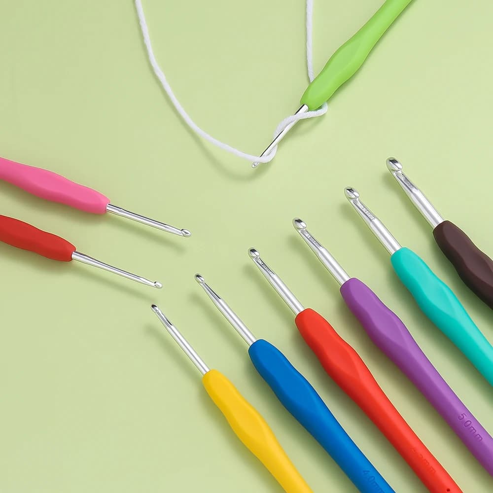 1 pz uncinetti lavorati a mano all'uncinetto manico in gomma colorata maglieria ergonomia manico gioielli fai da te creazione di uncinetto