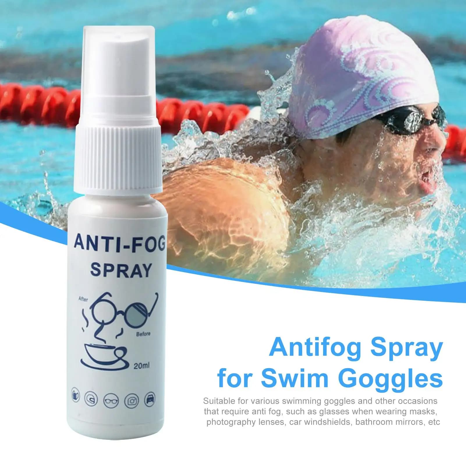 Anti Fog For Glasses Instant Cleaning Defogger 20ml Anti Fog Swim Goggles Spray Liquid For Windshield Mirror Camera Helmets