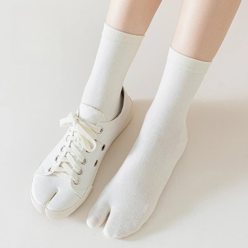 1Pair Cotton Tabi Socks Japanese Style Women's Anti-Friction Two-Toe Sock Comfortable Breathable Sweat Absorbent Split Toe Socks