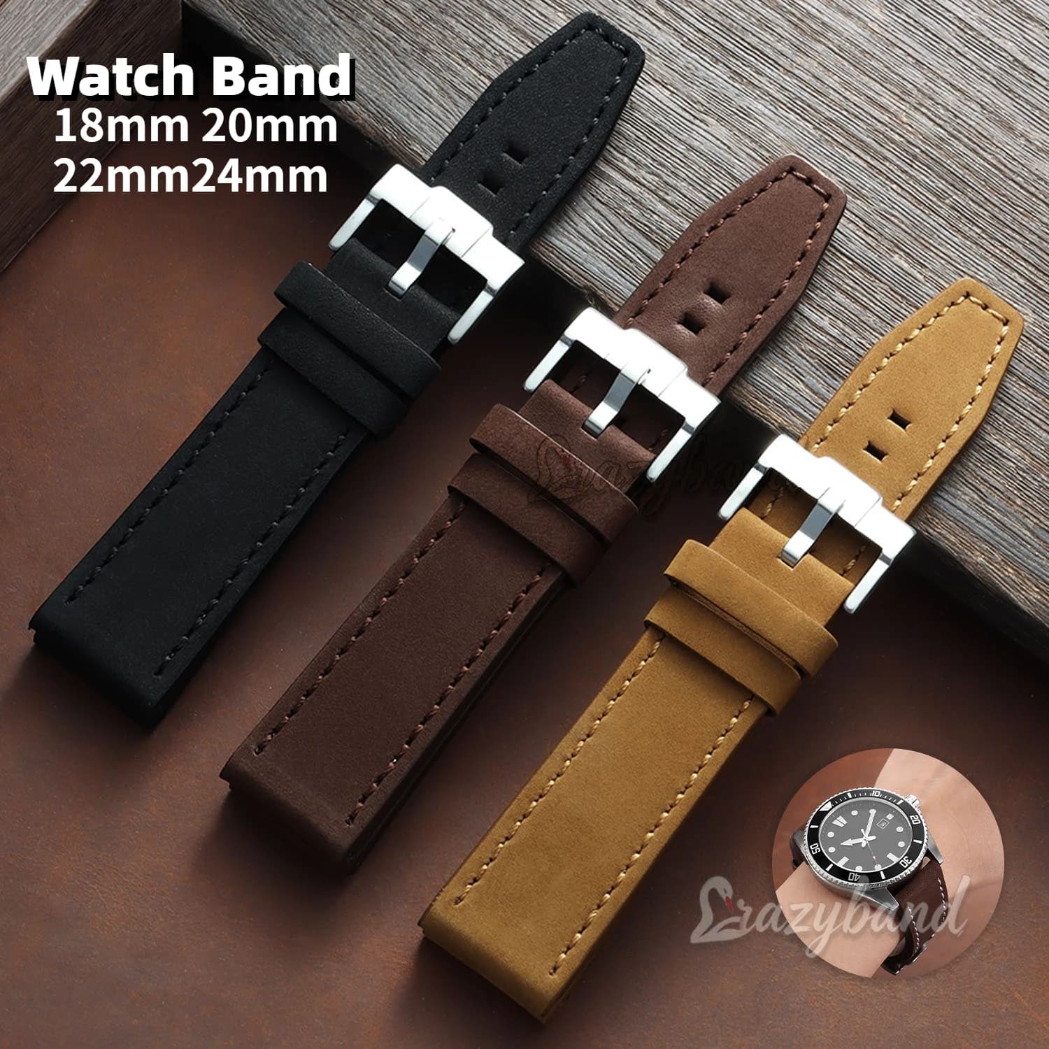 Matte Genuine Leather Watch Band Business 18mm 20mm22mm24mm Brown Black Universal Strap Replacement Wrist for Men Women Bracelet