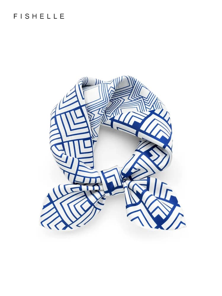 Geometric printed real silk twill scarf small square hijab women's scarfs spring autumn scarves natural silk handkerchief
