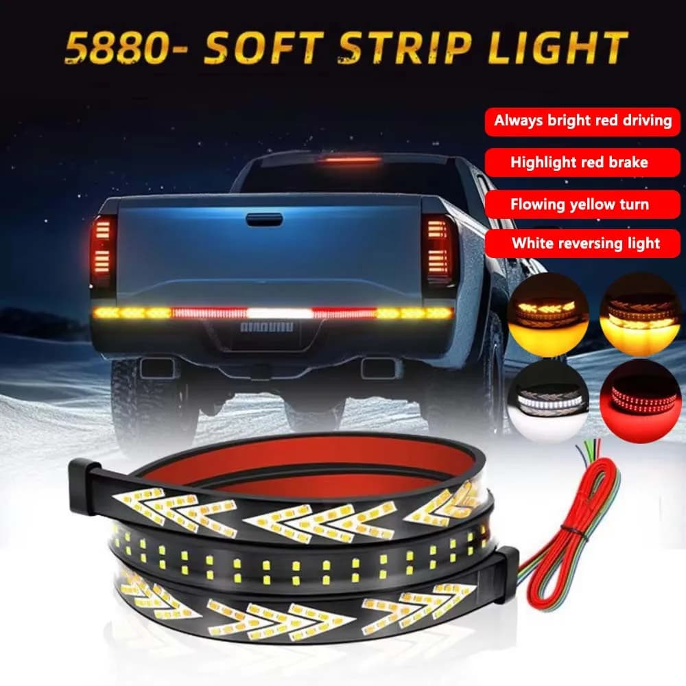 12V 24V Car Rear Tail Brake Turn Signal Light Reverse Double Flash Warning Light LED Strip Arrow for Pickup Truck Jeep