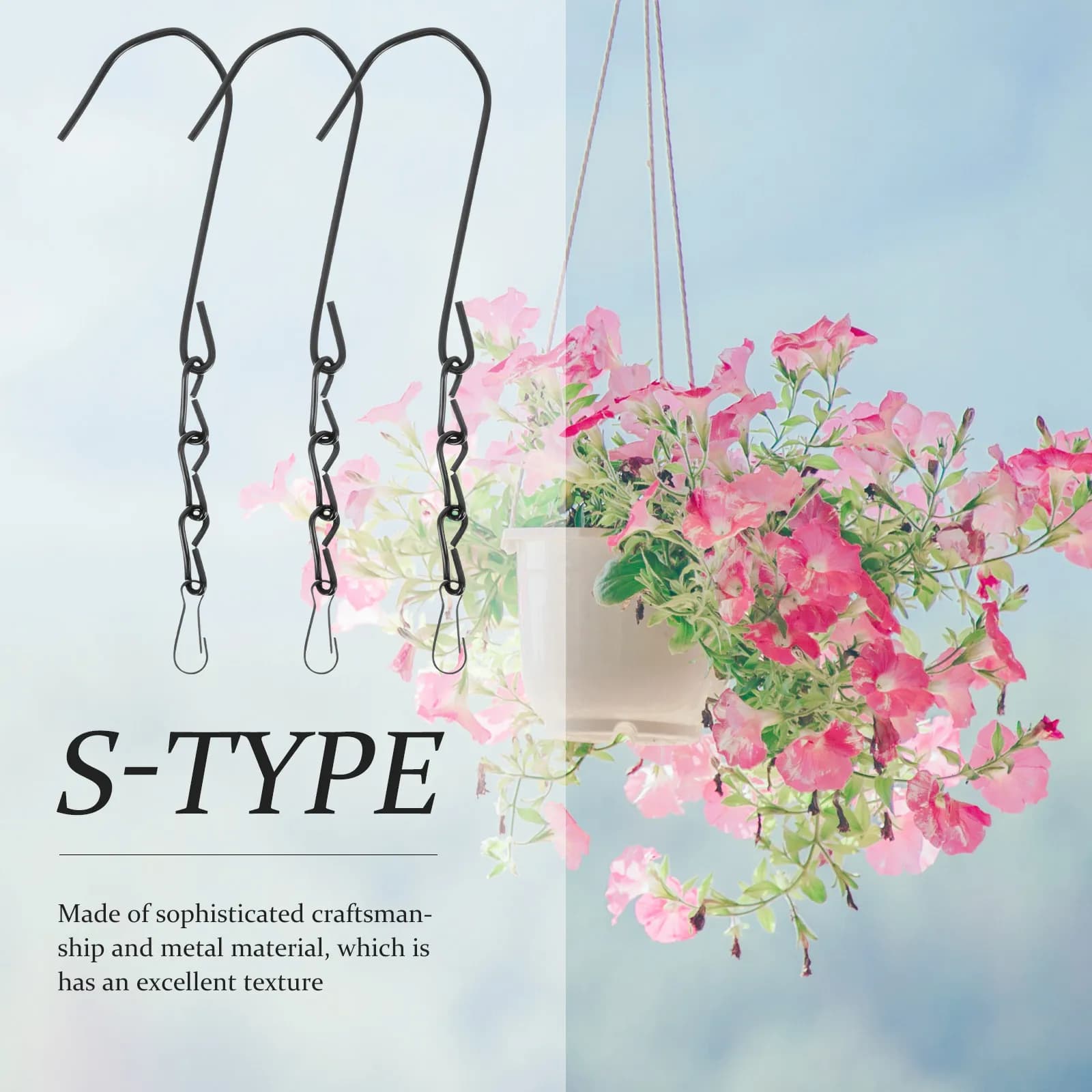 8 Pieces Metal Chains Rust Resistant for Plant Baskets, Bird Feeders, Flowers Jars, Lanterns, Garden Decorations