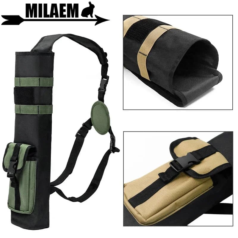 Tactical Arrow Quiver Oxford Cloth Archery Arrow Holder Pouch Arrow Bag Left/Right Hand Archer Shooting Hunting Target Practice