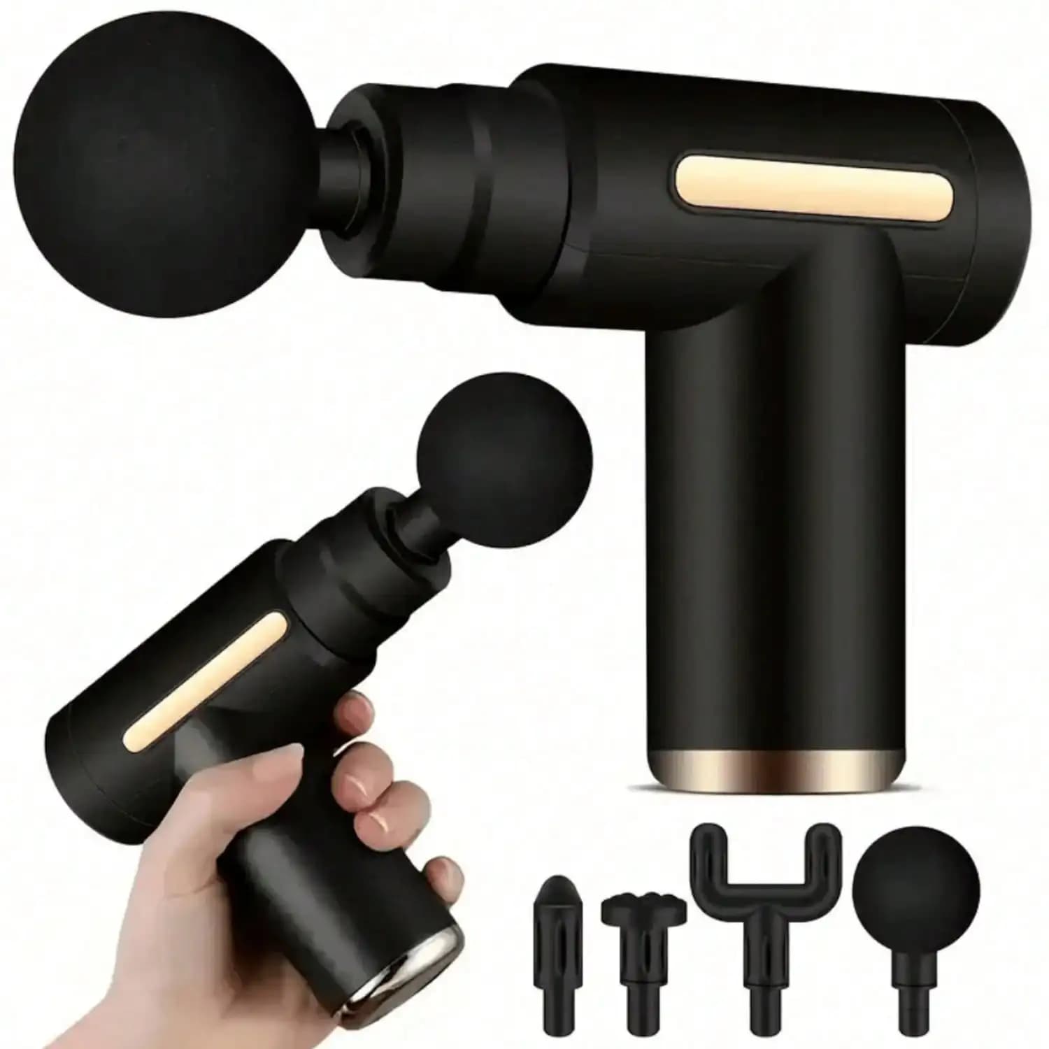 Pistola per massaggio 1pc, 4 testine per massaggio, mini palmare, massaggiatore professionale, fascia per impatto per il rilassamento muscolare