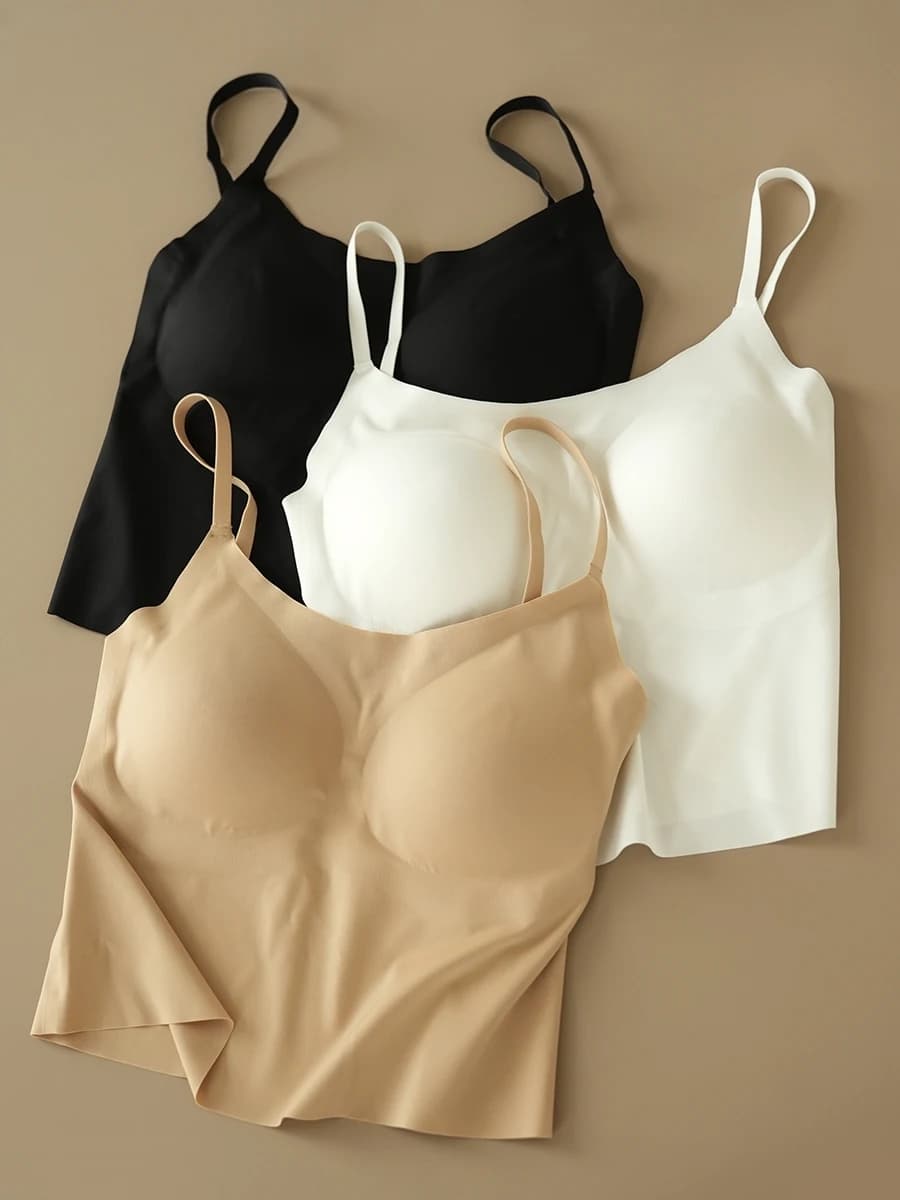 Top a Canotta Senza Spalline Senza Cuciture da Donna, Sottile e Aderente, Intimo Base per Tutte le Stagioni, in Misto Nylon Spandex alla Moda