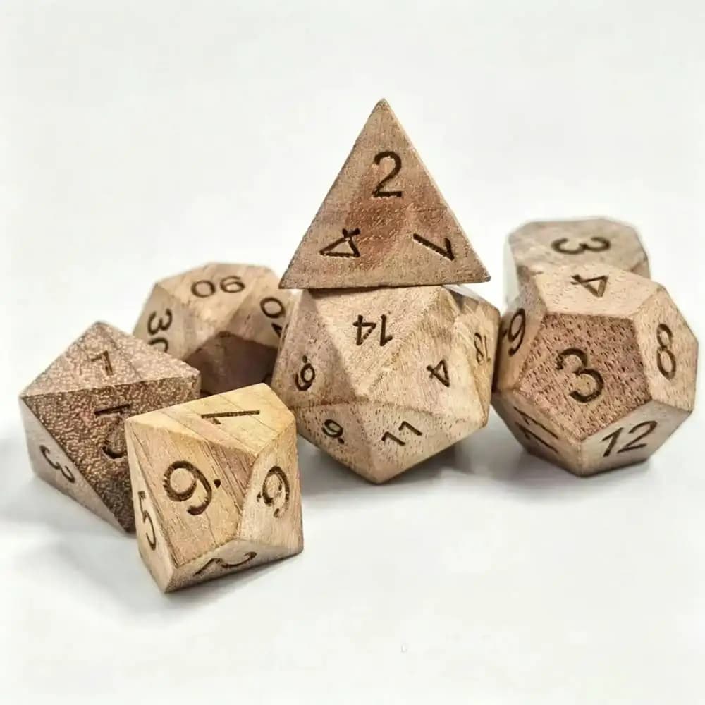 Dadi in legno DND per giochi da tavolo, dadi per giochi di ruolo Dungeons & Dragons D&D, cubi in legno, set di dadi poliedrici per giochi di ruolo D6 D20