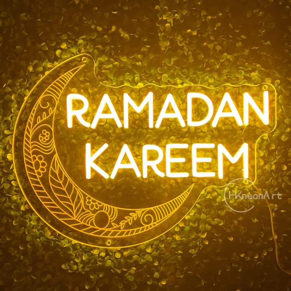 Personalizzato Ramadan Kareem Insegna al neon Luce Festa di nozze Casa Camera da letto Negozio Mezzaluna Islamica Casa Cortile Decorazione artistica da parete Decorazioni per feste Regalo