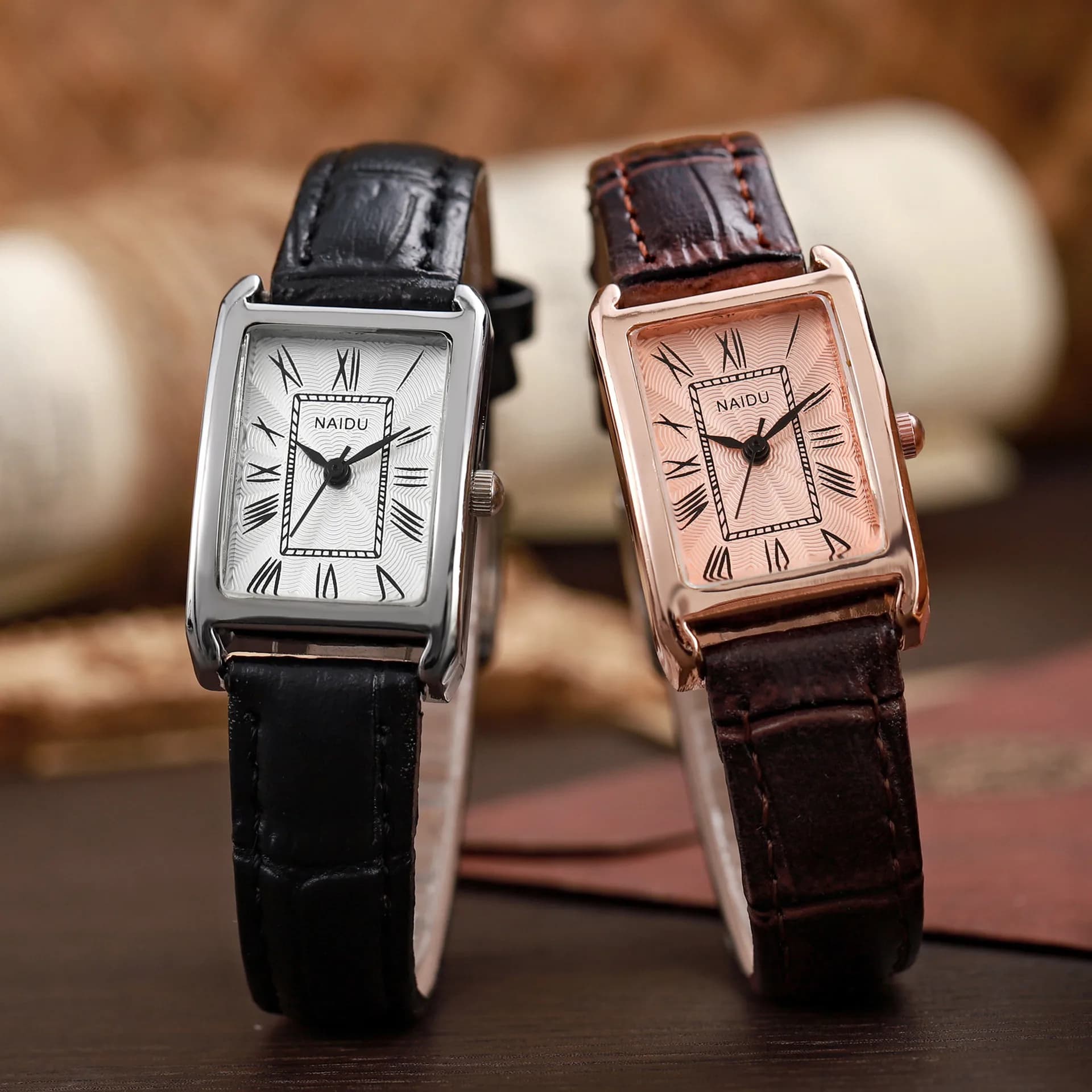 Orologio da Donna Rettangolare di Alta Moda con Cinturino in Pelle, Movimento al Quarzo, Versatile per Lavoro, Affari e Uso Quotidiano
