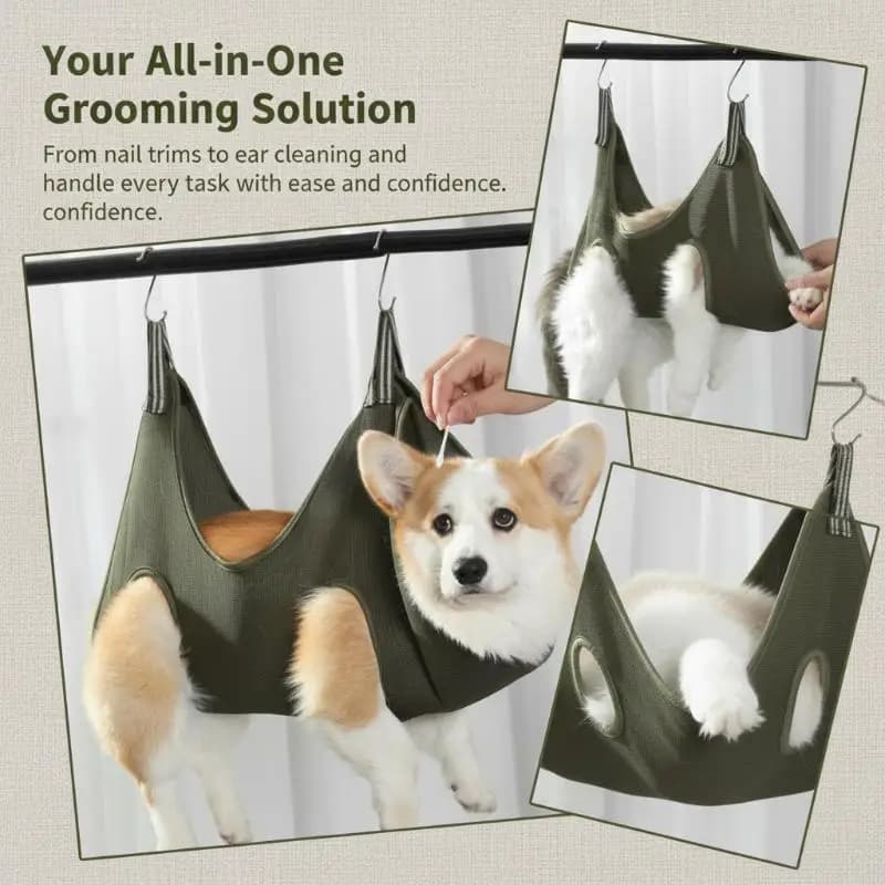 1 Set Pet Grooming Hammock For Cat Dog Nail Clipping Trimming With Hooks