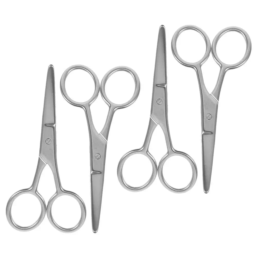 Set di 4 Forbici con Punta Arrotondata in Acciaio Inossidabile per Naso, Sopracciglia e Barba, Strumenti di Bellezza Compatti e Durevoli