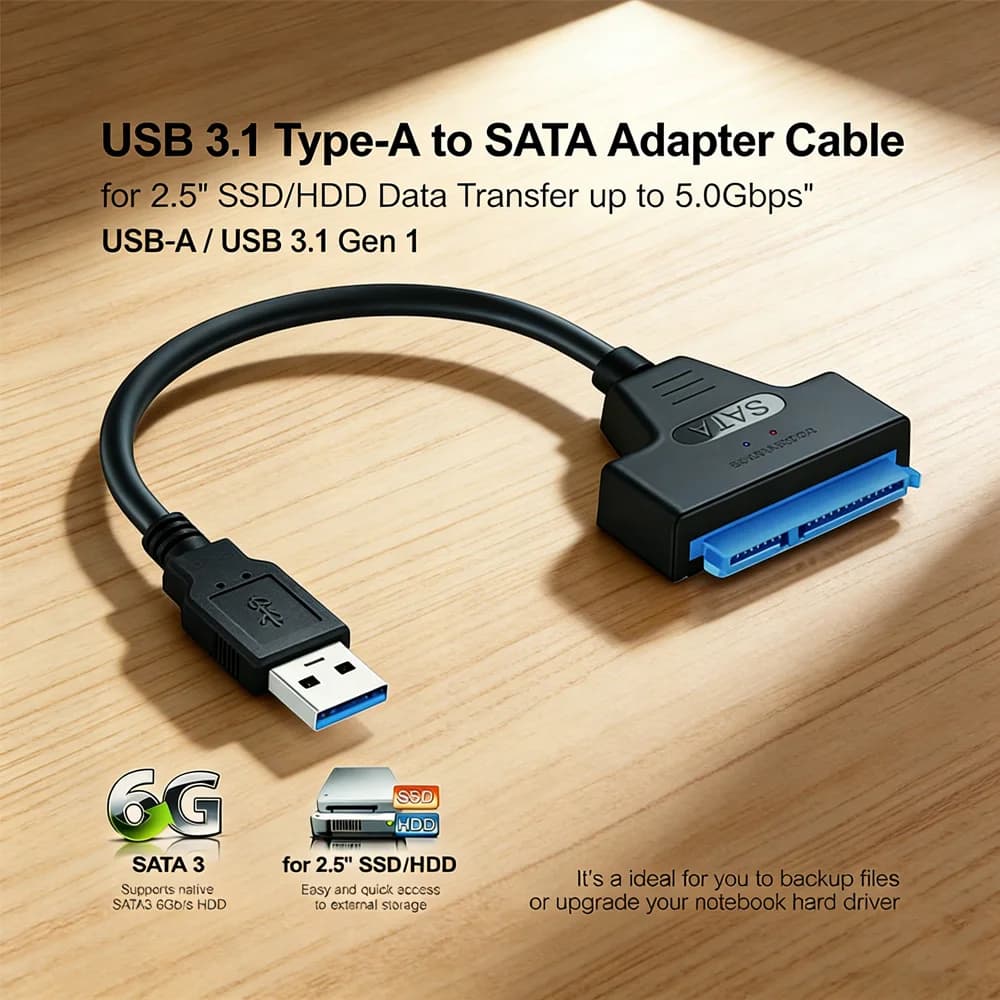 Adattatore USB 3.0 per Disco Rigido SATA: Convertitore Esterno con Supporto UASP, per Trasferimento Dati SSD/HDD da 2,5 Pollici