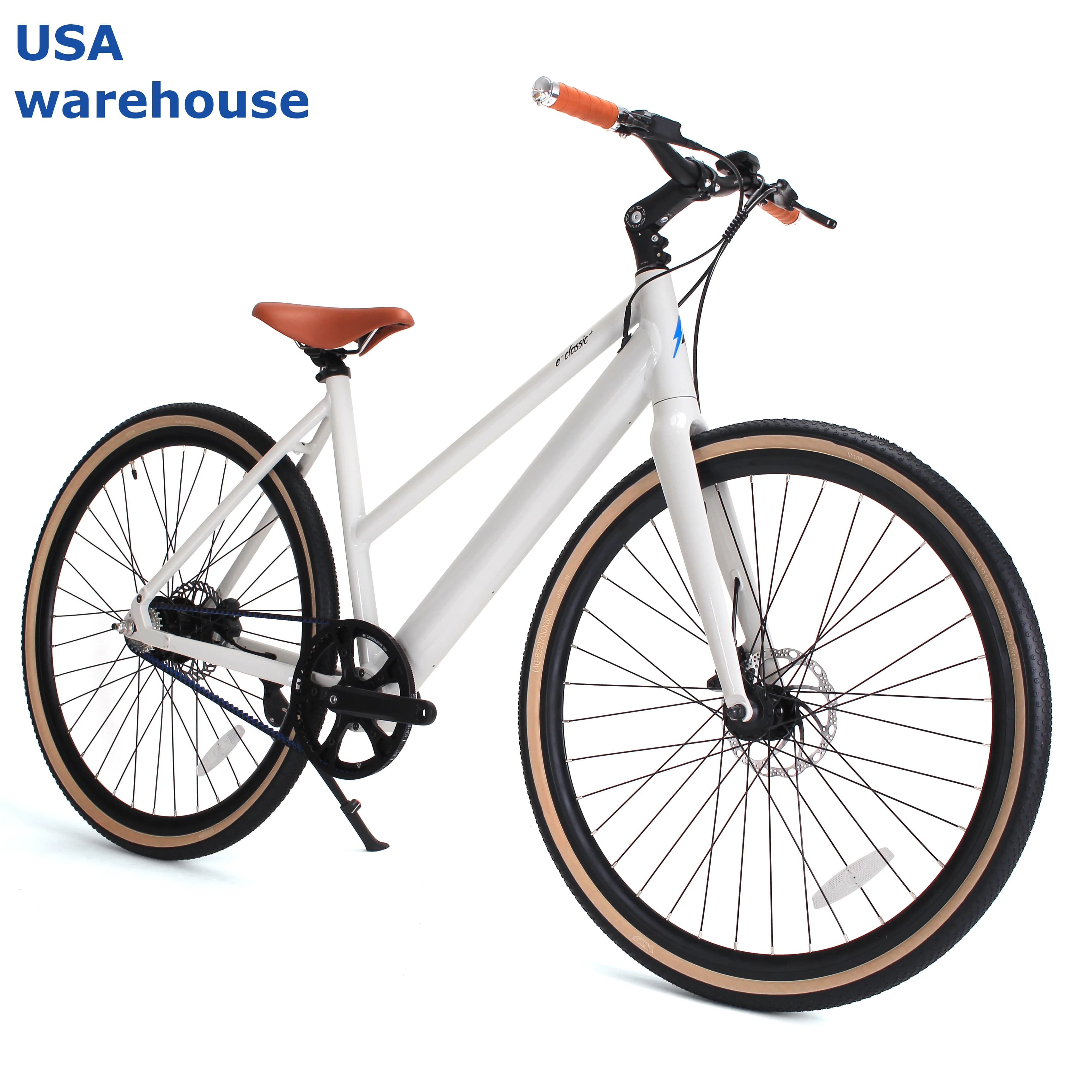 Bicicletta Elettrica Stile Vanmoof con Motore da 250W, Ruote 700C, Cinghia in Carbonio Gates, Telaio Step-Through, Disponibile nel Magazzino USA