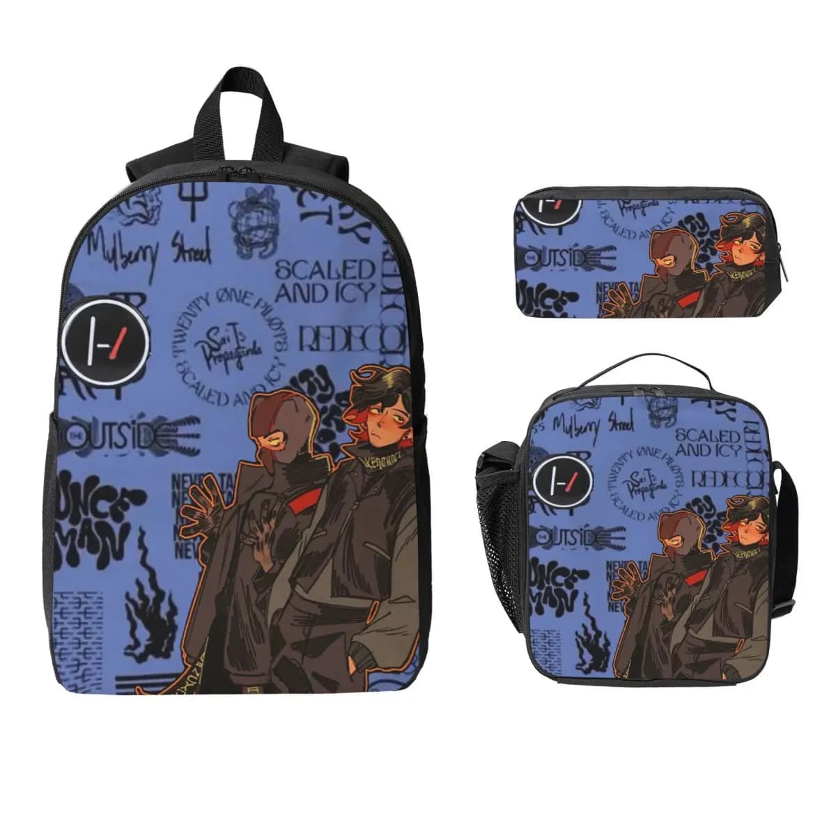 Twenty One Pilots (5) Zaino Studente Ragazzi Ragazze BookBag Borsa da scuola Borse a tracolla per laptop Borsa da pranzo isolata 3ps Astuccio