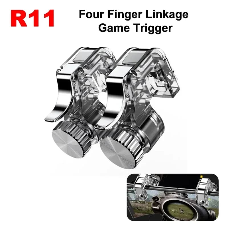 R11 Telefono Mobile PUBG Trigger di Gioco 4 Dita Obiettivo di Disparo Fuoco Libero L1R1 Gamepad Joystick Controller per IPhone Android Universale