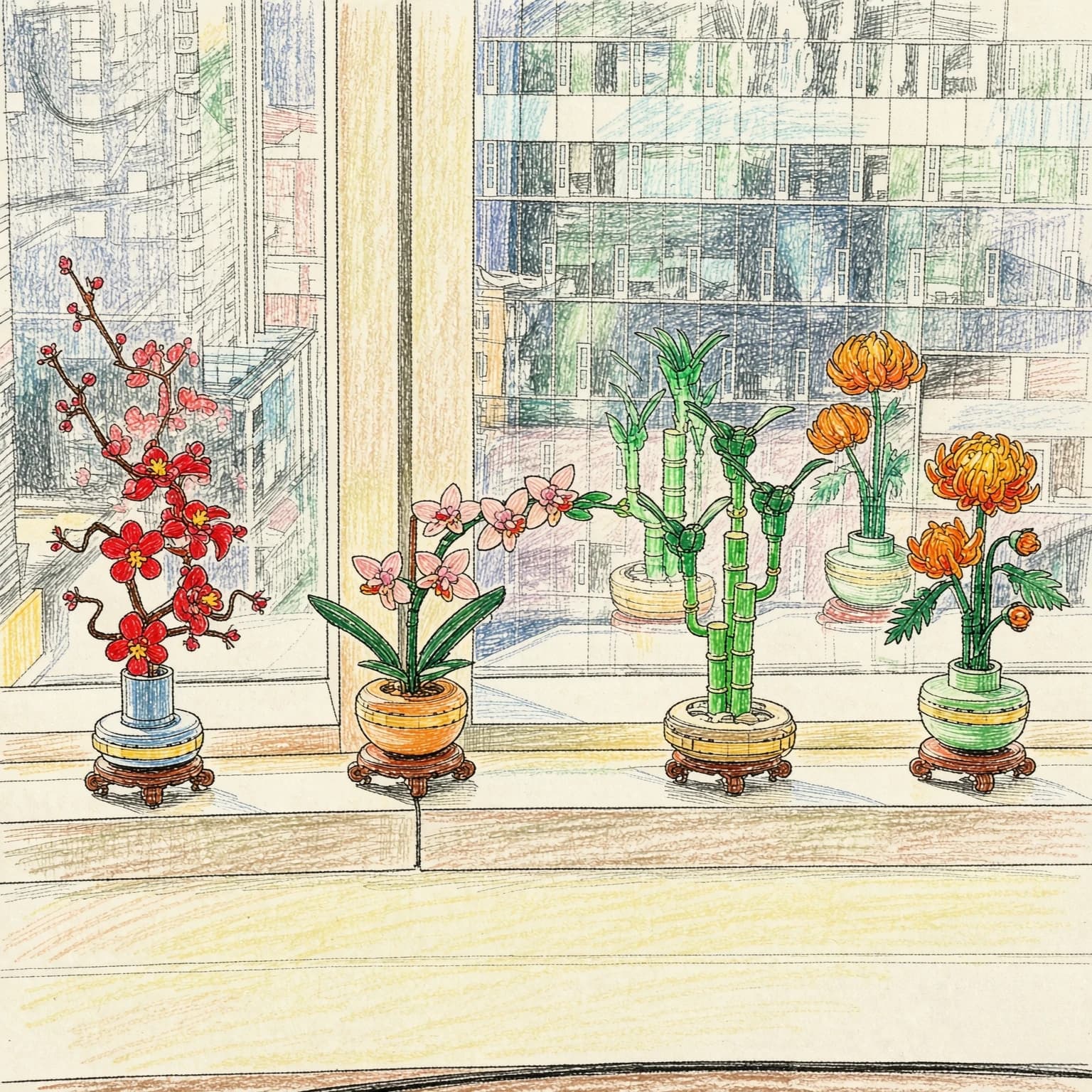 Botanical Collection Building Blocks Sets Compatible With Legoed Particles Suitable For Christmas Gifts