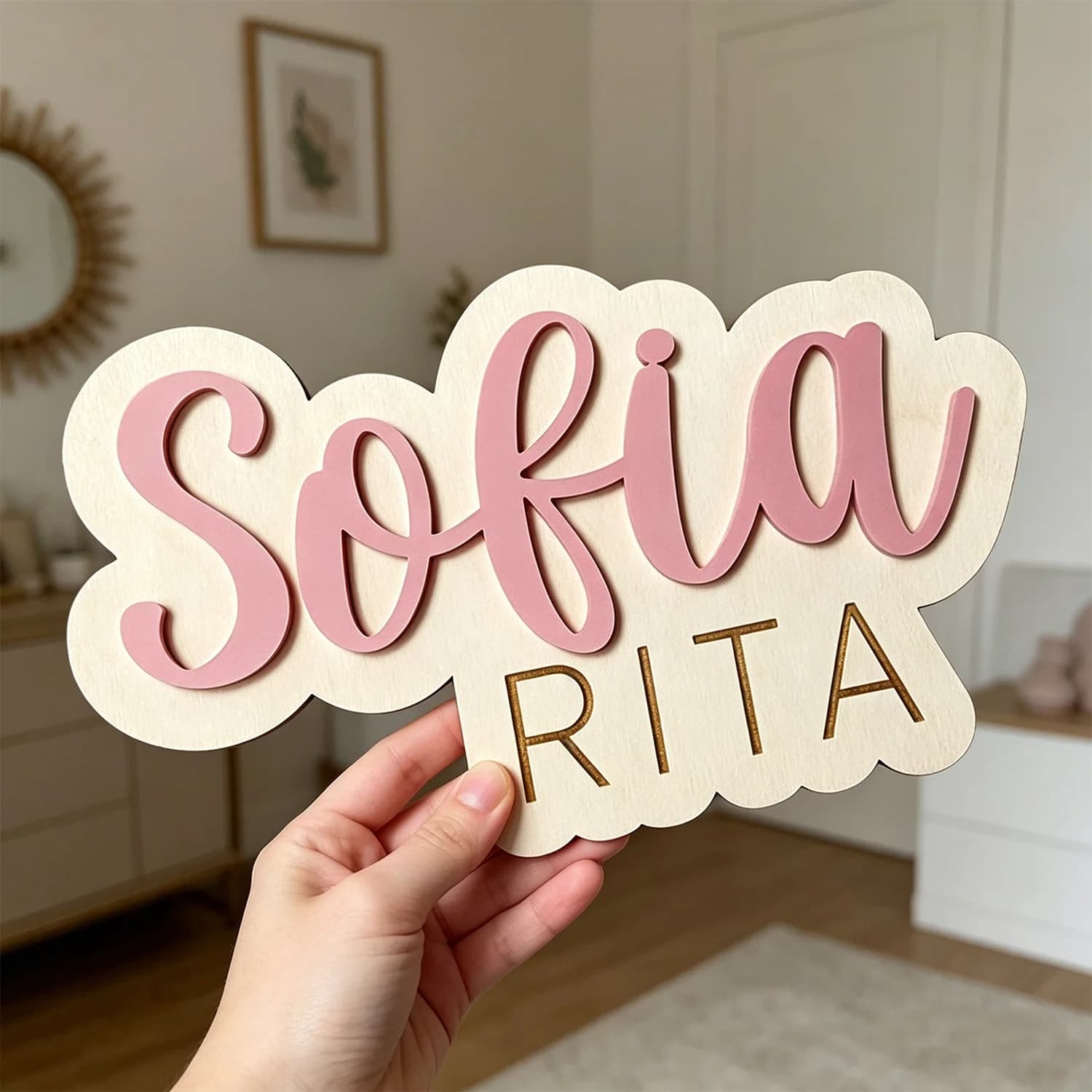1pc Personalized Double-layer Wooden Surname Brand,Customizable Content, Suitable for Room and Home Decoration, Customized Gift