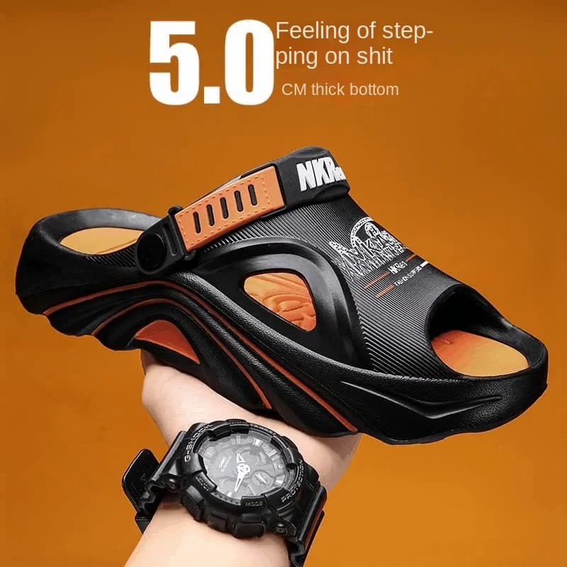 New Slippers for Men's Summer Sports Barefoot Beach Shoes Outdoor Anti Slip and Wear Resistant Walking and Wading Beach Sandals