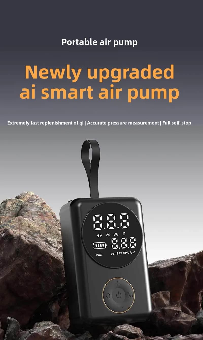 Compressore d'Aria Portatile ad Alta Potenza per Auto, Gonfiatore Elettrico per Pneumatici, Compressore d'Aria Automatico per Veicoli