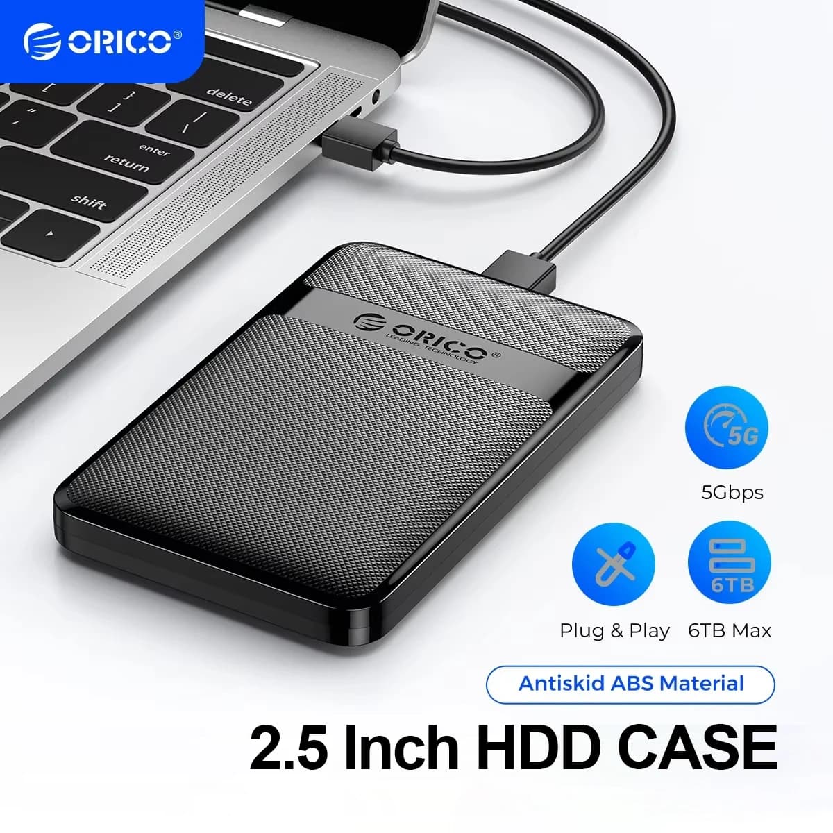 ORICO Custodia per disco rigido HDD da 2,5 pollici SATA a USB3.0 Custodia per disco rigido esterno HDD SATA SSD da 2,5 '' compatibile con UASP
