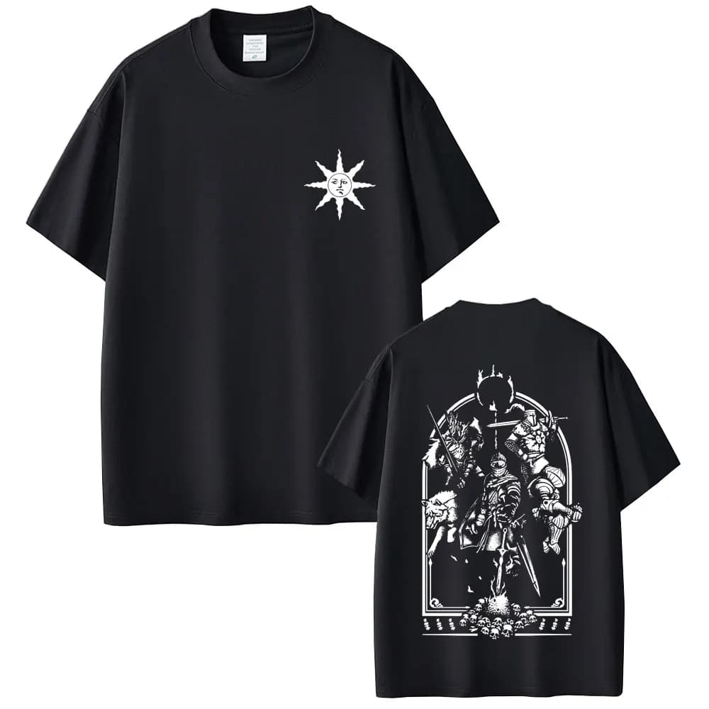 Game Dark Souls Praise The Sun Graphic T-shirt Men Women Vintage Gothic Rock T-shirts Men's Casual Cotton Short Sleeve T Shirts