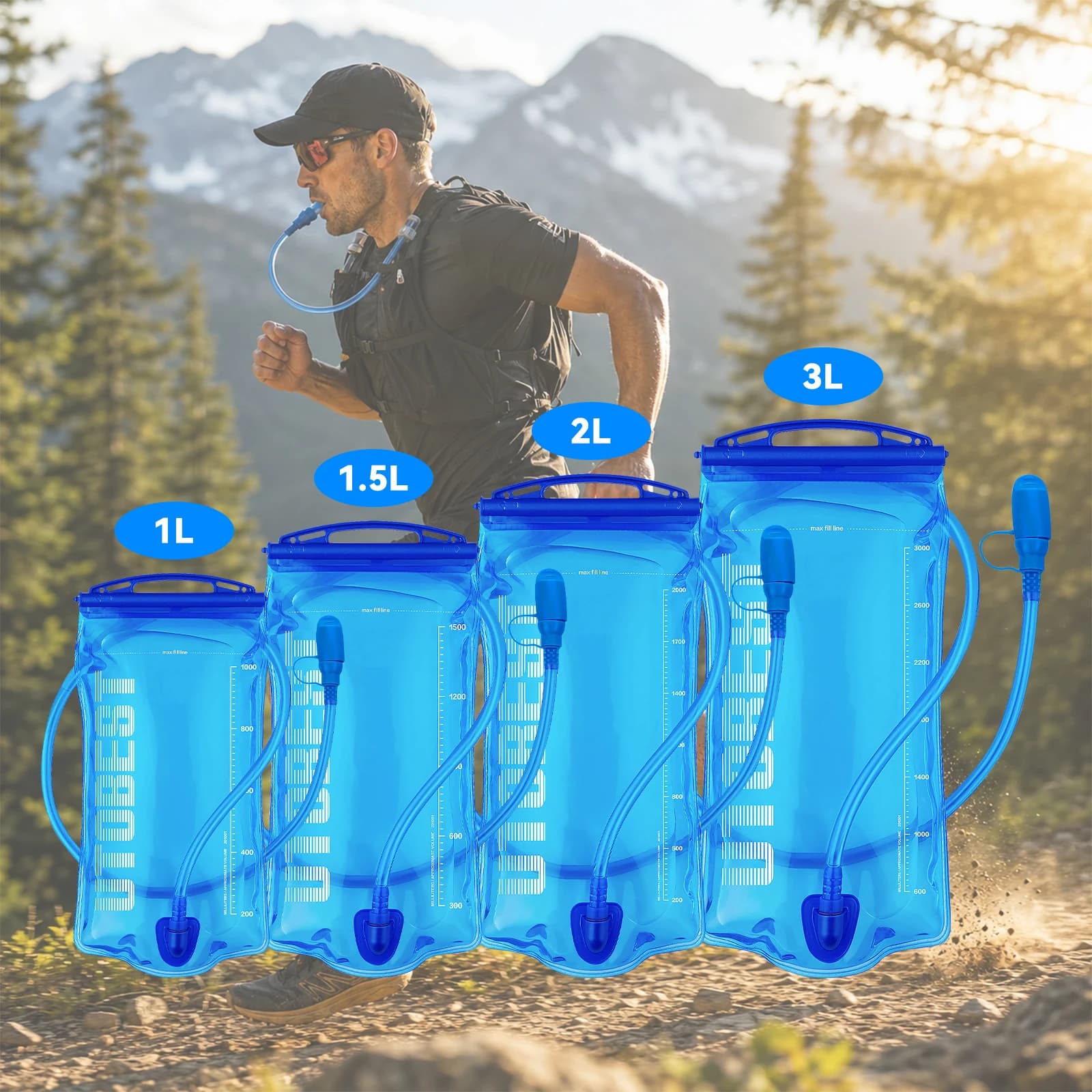 UTOBEST 1L/1.5L/2L/3L Water tank hydration bag without BPA for running, cycling, hiking