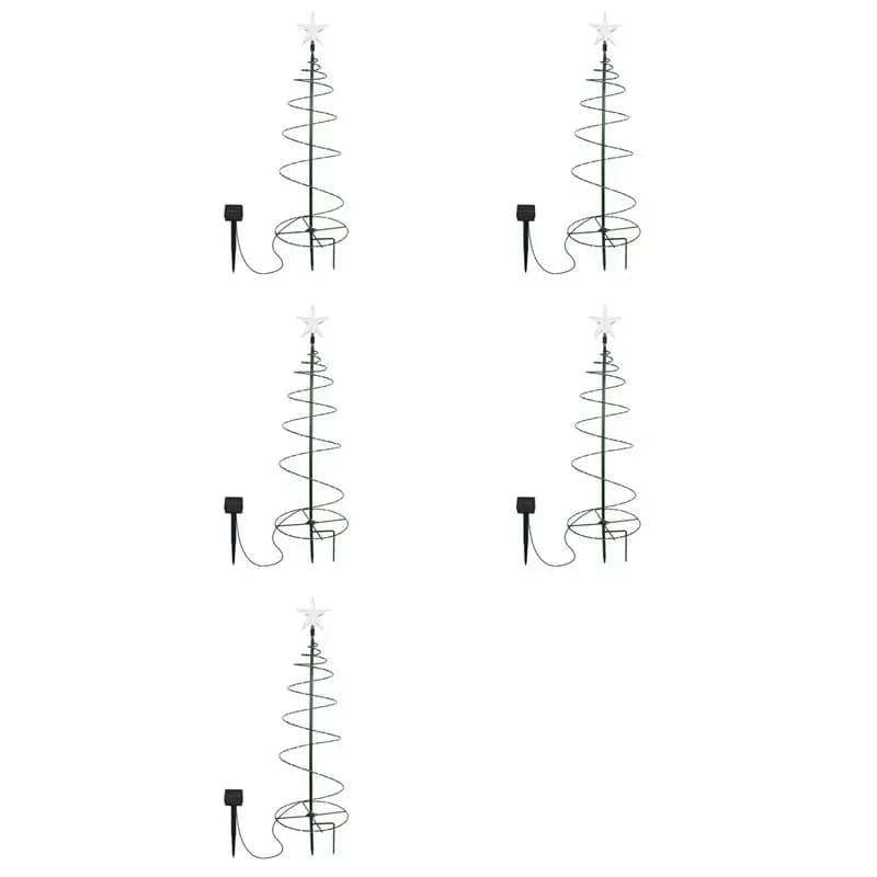 【EFFICIENTE】5X Luci Solari a Forma di Albero di Natale LED per Esterni, Lampada Natalizia da Giardino Impermeabile per Patio e Vialetti, Colore Luce Li