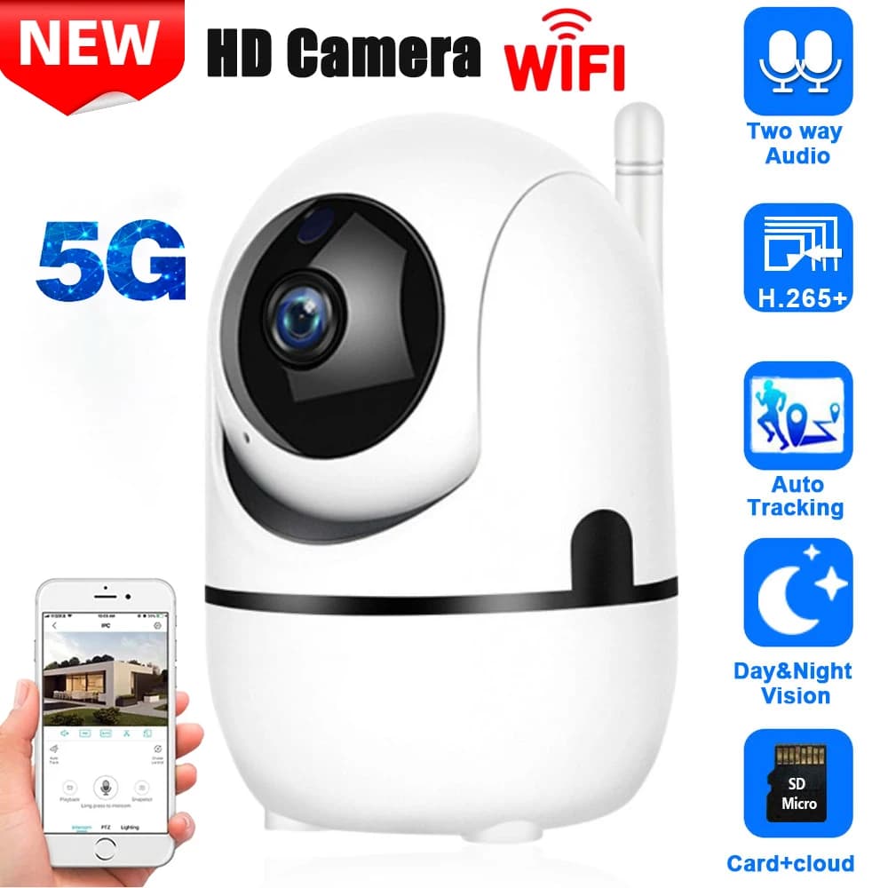 Mini Telecamera 4K Smart Home con Tracciamento Automatico, Telecamera IP WiFi 1080P, Visione Notturna Completa, Telecamera di Sicurezza Wireless per Bambini