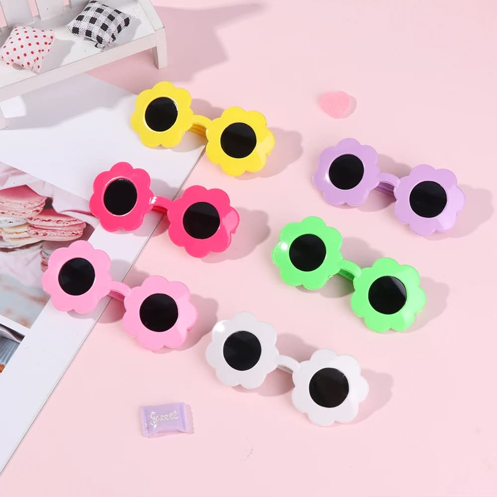Cute Multicolor Dress Up Accessories Glasses Sun Flower Shaped Sunglasses Eyeglasses
