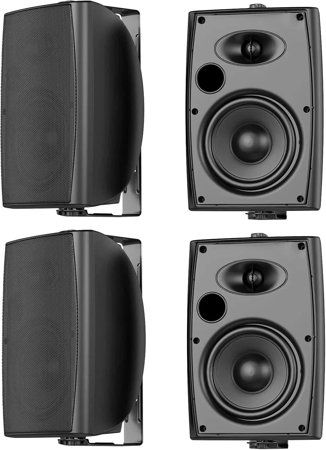 Altoparlanti Bluetooth da Esterno da 6,5 Pollici, Impermeabili, Potenza Massima 800W, Montaggio a Parete per Patio, Giardino, Bordo Piscina, Casa (4 Altoparlanti Neri)