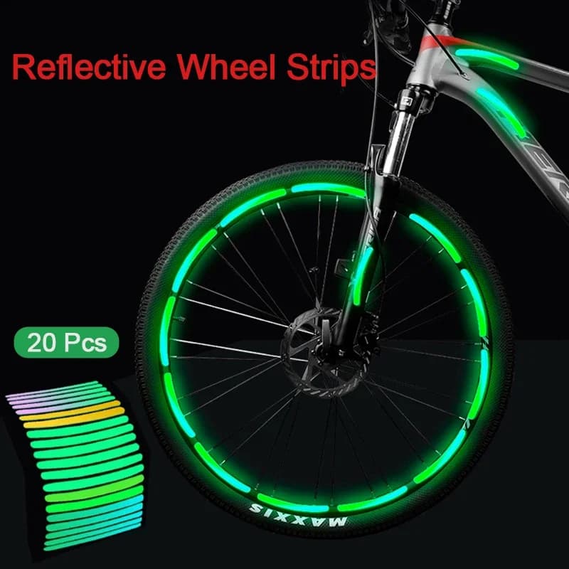 Adesivi riflettenti per ruote di biciclette, nastro riflettente per cerchioni auto, decorazione ruote luminosa fluorescente, adesivi notturni per moto