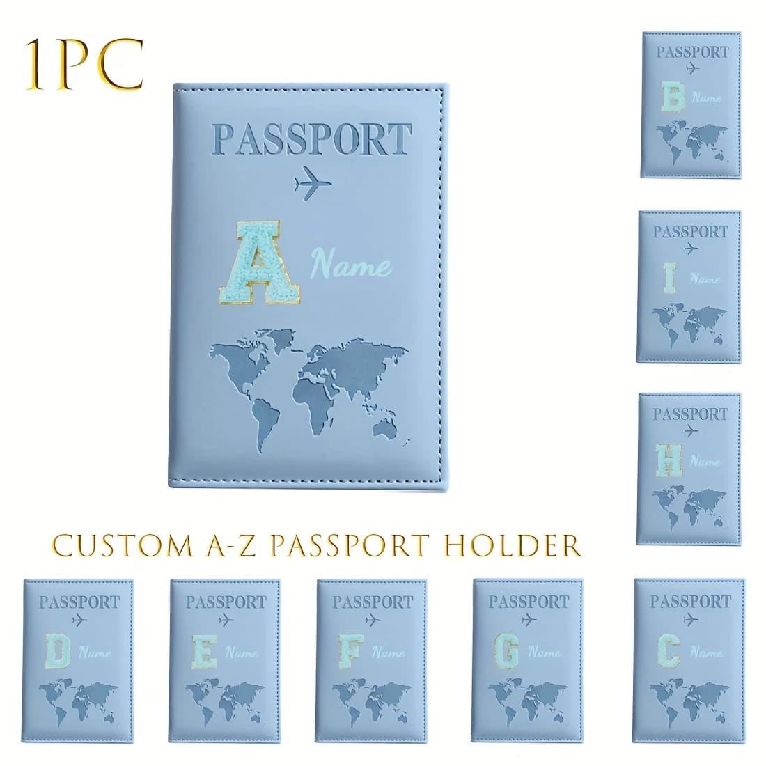 Porta Passaporto Personalizzato, Personalizzabile con Lettere e Nomi dalla A alla Z, un Accessorio Essenziale per Viaggiare all'Estero o in Viaggio di Lavoro.